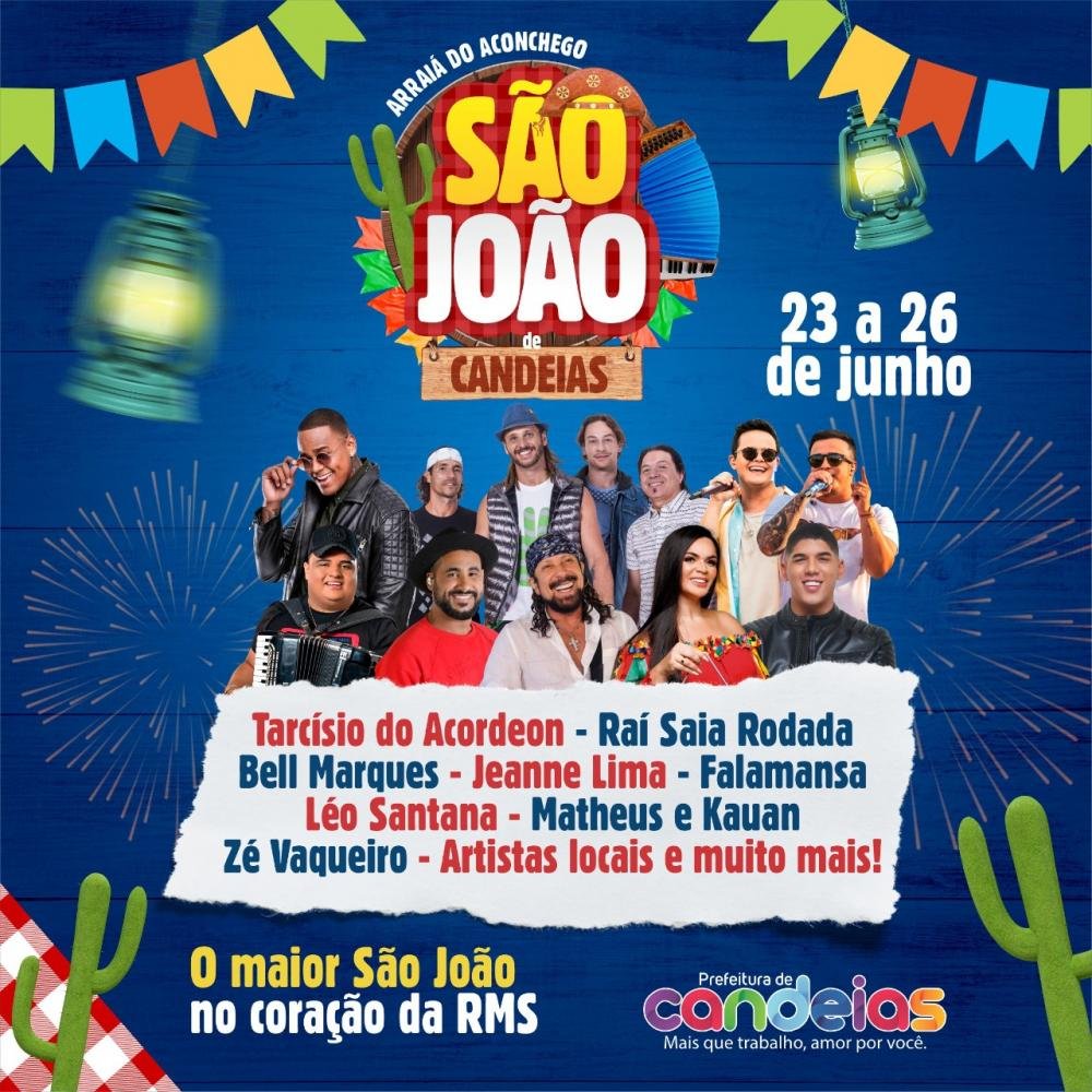 Prefeitura de Candeias divulga atrações do Arraiá do Aconchego 2022