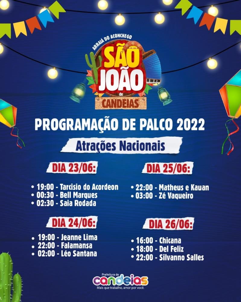 Confira a programação do São João de Candeias 2022