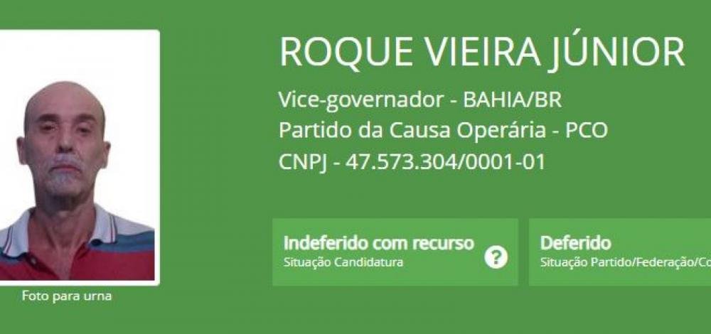 Candidato a vice-governador da Bahia pelo PCO tem candidatura rejeitada pela Justiça Eleitoral