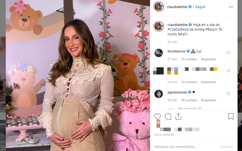 Aos sete meses, Claudia Leitte faz chá de bebê da filha Bela: 'Muito feliz!'