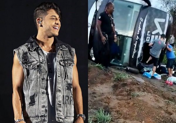 Ônibus do cantor Kevi Jonny capota