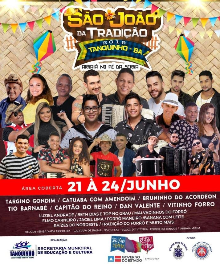 Prefeitura de Tanquinho divulga programação completa do São João 2019