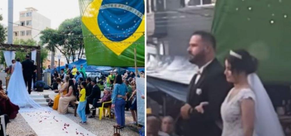 Casal de bolsonaristas se casam em frente à quartel durante manifestação antidemocrática