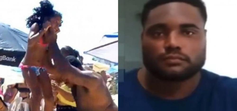 Pai flagrado agredindo filhas em praia de Salvador é ouvido pela polícia e liberado