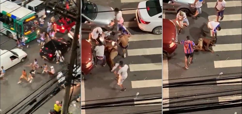 Após Ba-Vi, torcedores do Bahia protagonizam briga na região da Fonte Nova; veja vídeo