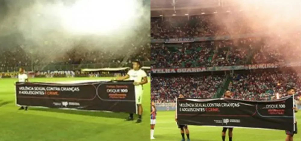 Campanha de combate à exploração sexual infantojuvenil do MP é divulgada nos jogos do Bahia e Vitória