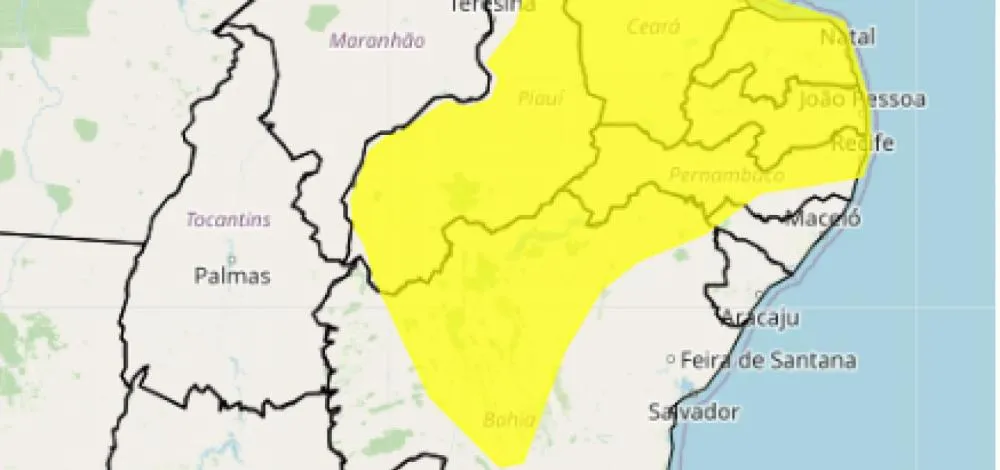 Inmet alerta para vendaval em mais de 100 cidades baianas