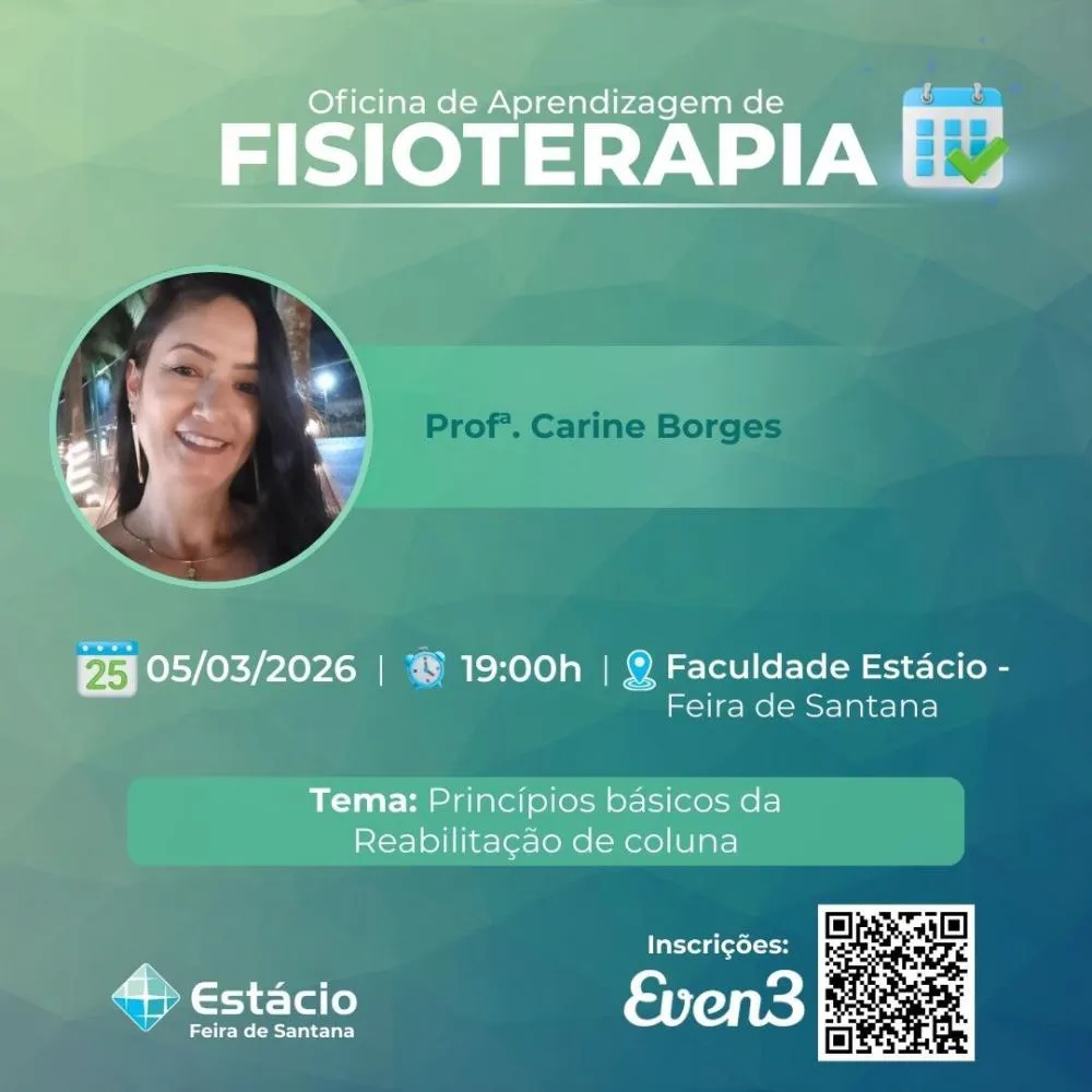 Oficina de Aprendizagem de Fisioterapia abordará reabilitação de coluna em Feira de Santana