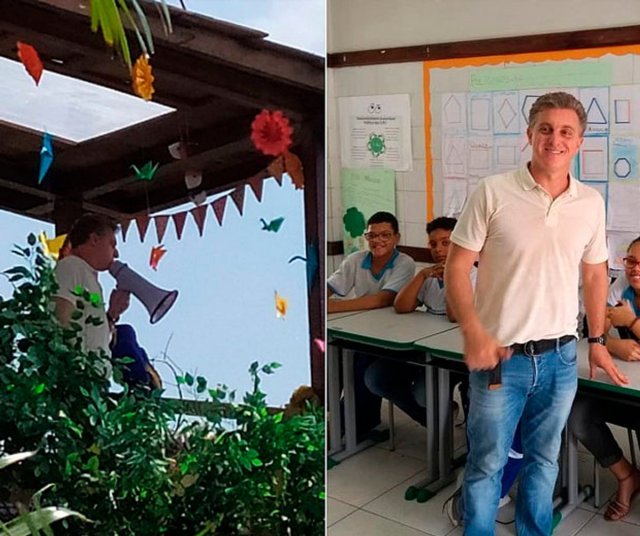 Luciano Huck grava quadro para 'Caldeirão' em Madre de Deus