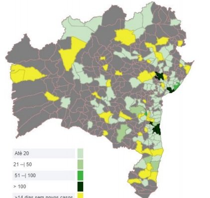 155 cidades da Bahia já tem casos de covid-19; veja as que estão com os maiores coeficientes de incidência