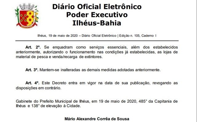 Prefeitura de Ilhéus prorroga suspensão do comércio e amplia lista de atividades essenciais 